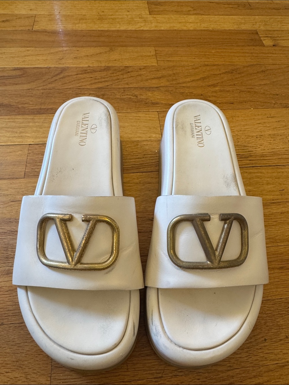 Valentino Garavani VLOGO Signature Platform Slide Slides Sandal Ivory 38